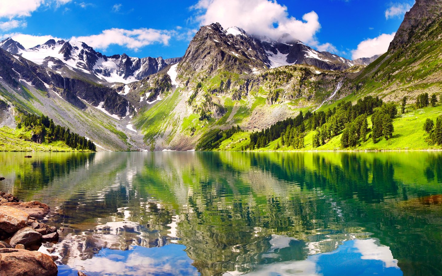 Обои озеро, горы, lake, mountains разрешение 3200x2400 Загрузить