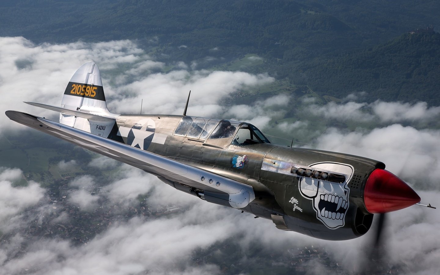 Обои самолет, череп, летит, curtiss p-40, the plane, skull, flies разрешение 2048x1334 Загрузить