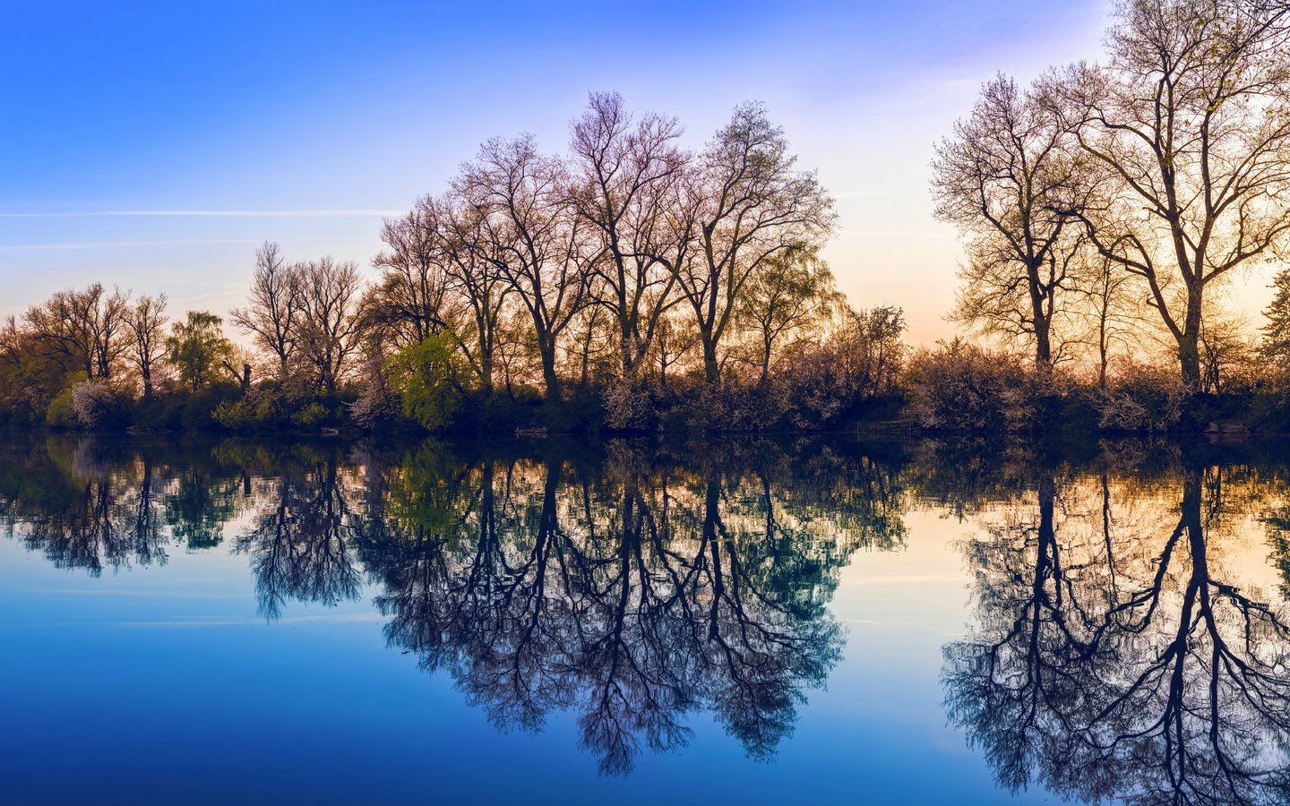 Обои небо, деревья, озеро, природа, отражение, the sky, trees, lake, nature, reflection разрешение 7680x4270 Загрузить