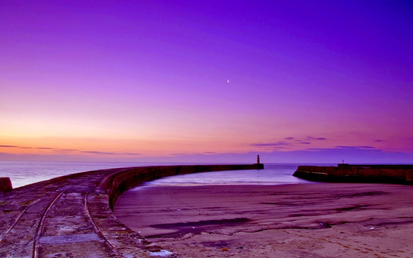 Обои небо, берег, закат, море, маяк, горизонт, побережье, the sky, shore, sunset, sea, lighthouse, horizon, coast разрешение 1920x1080 Загрузить