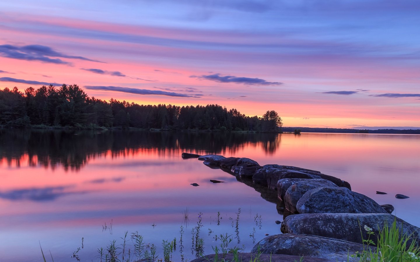 Обои озеро, закат, пейзаж, lake, sunset, landscape разрешение 3840x2160 Загрузить