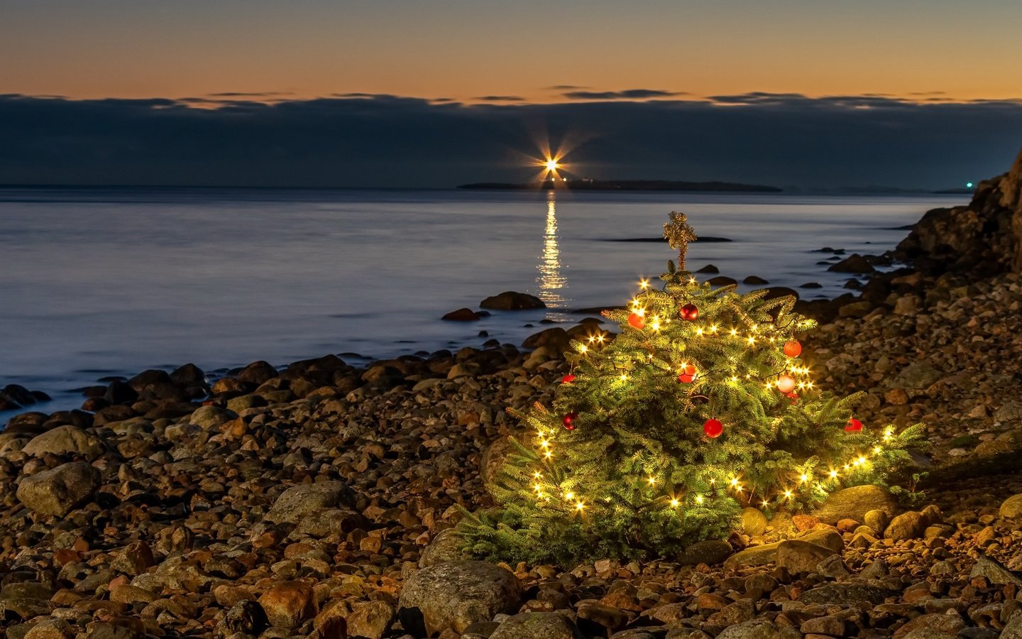 Обои берег, елка, праздник, shore, tree, holiday разрешение 3840x2160 Загрузить