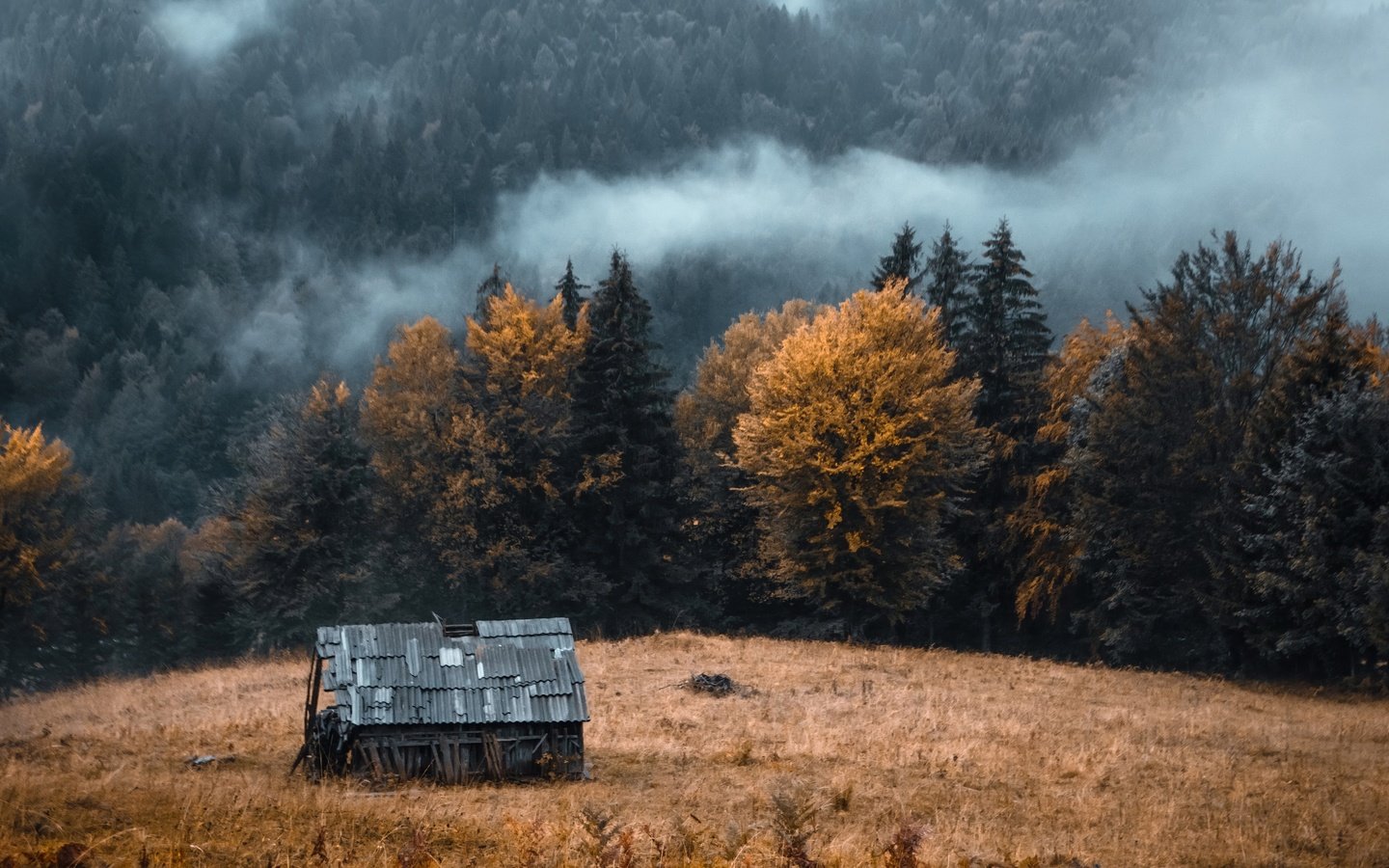 Обои горы, осень, дом, mountains, autumn, house разрешение 3840x2160 Загрузить