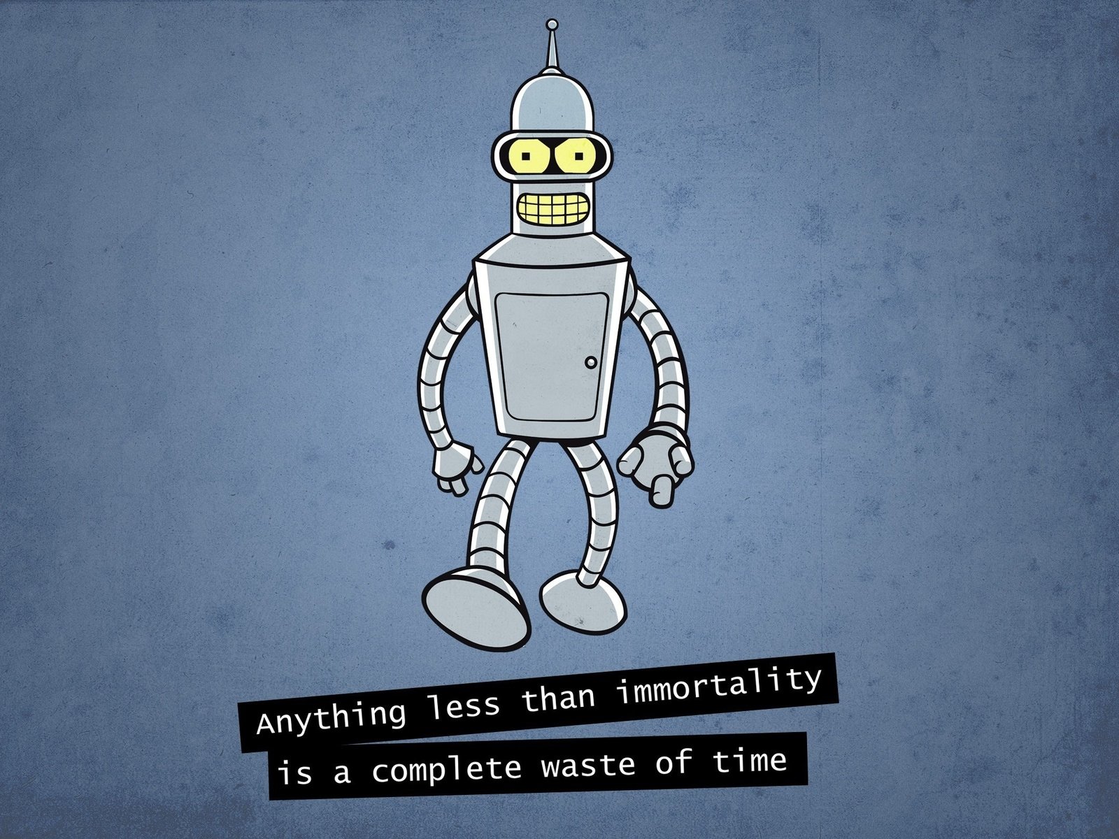 Обои робот, футурама, бендер, anything less than immortality is a complete, robot, futurama, bender разрешение 2560x1600 Загрузить