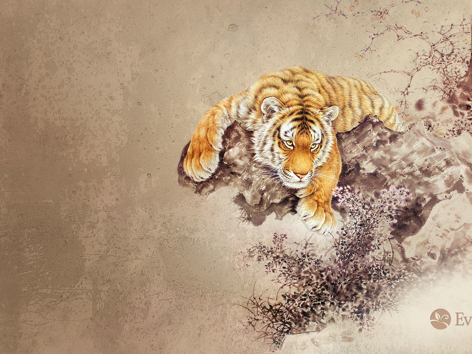 Тигр китайская живопись