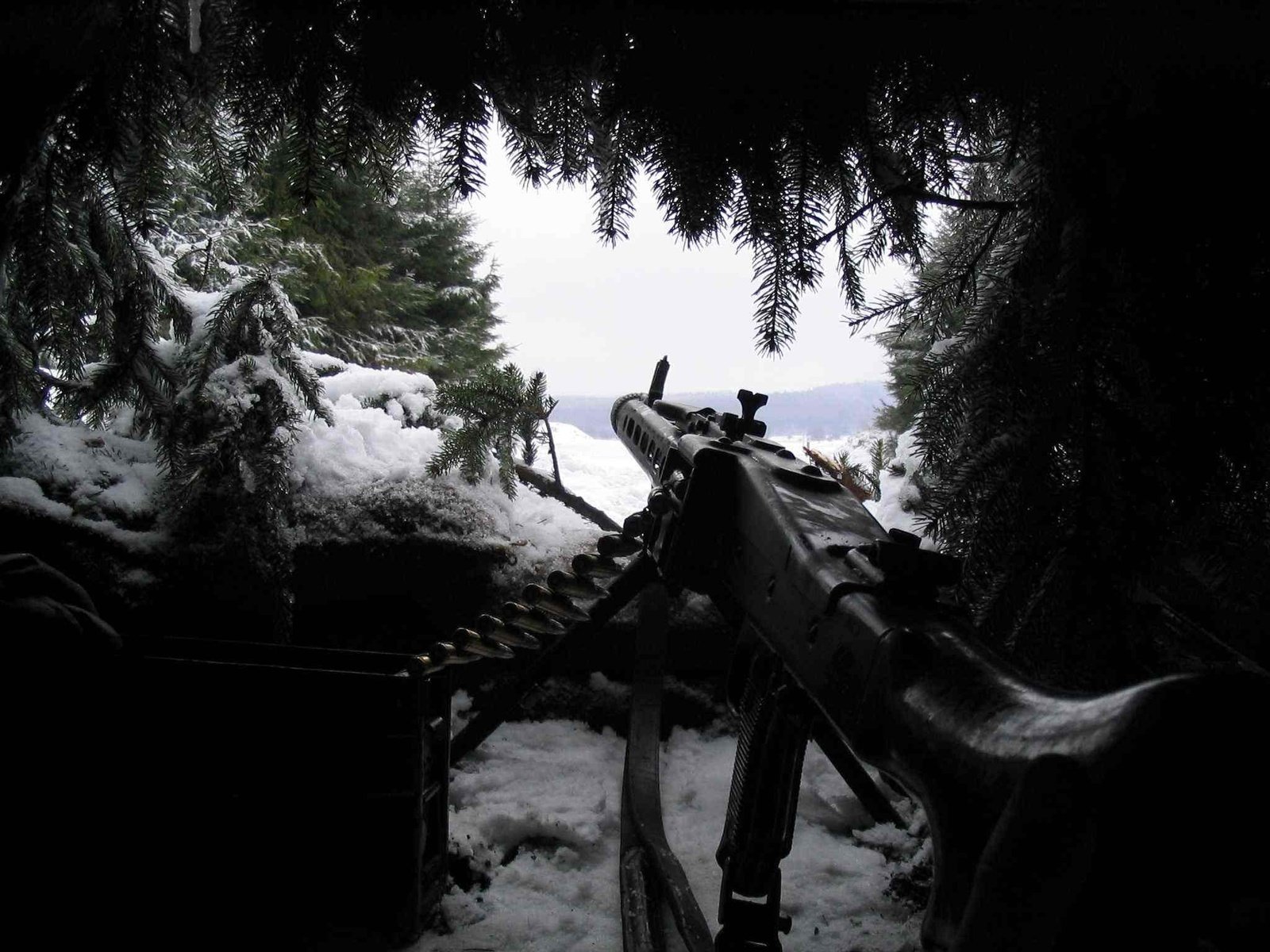 Обои снег, хвоя, оружие, засада, mg-42, snow, needles, weapons, ambush разрешение 2048x1536 Загрузить