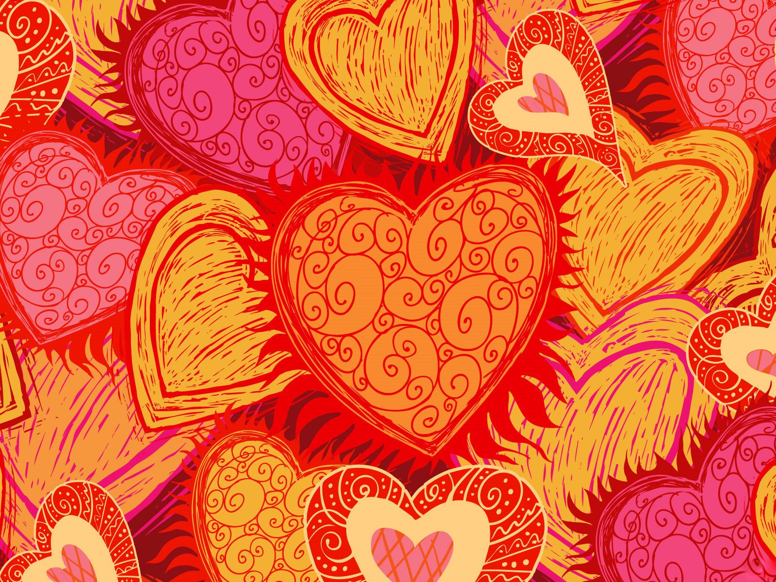 Обои ярко, узоры, сердечки, bright, patterns, hearts разрешение 1920x1200 Загрузить