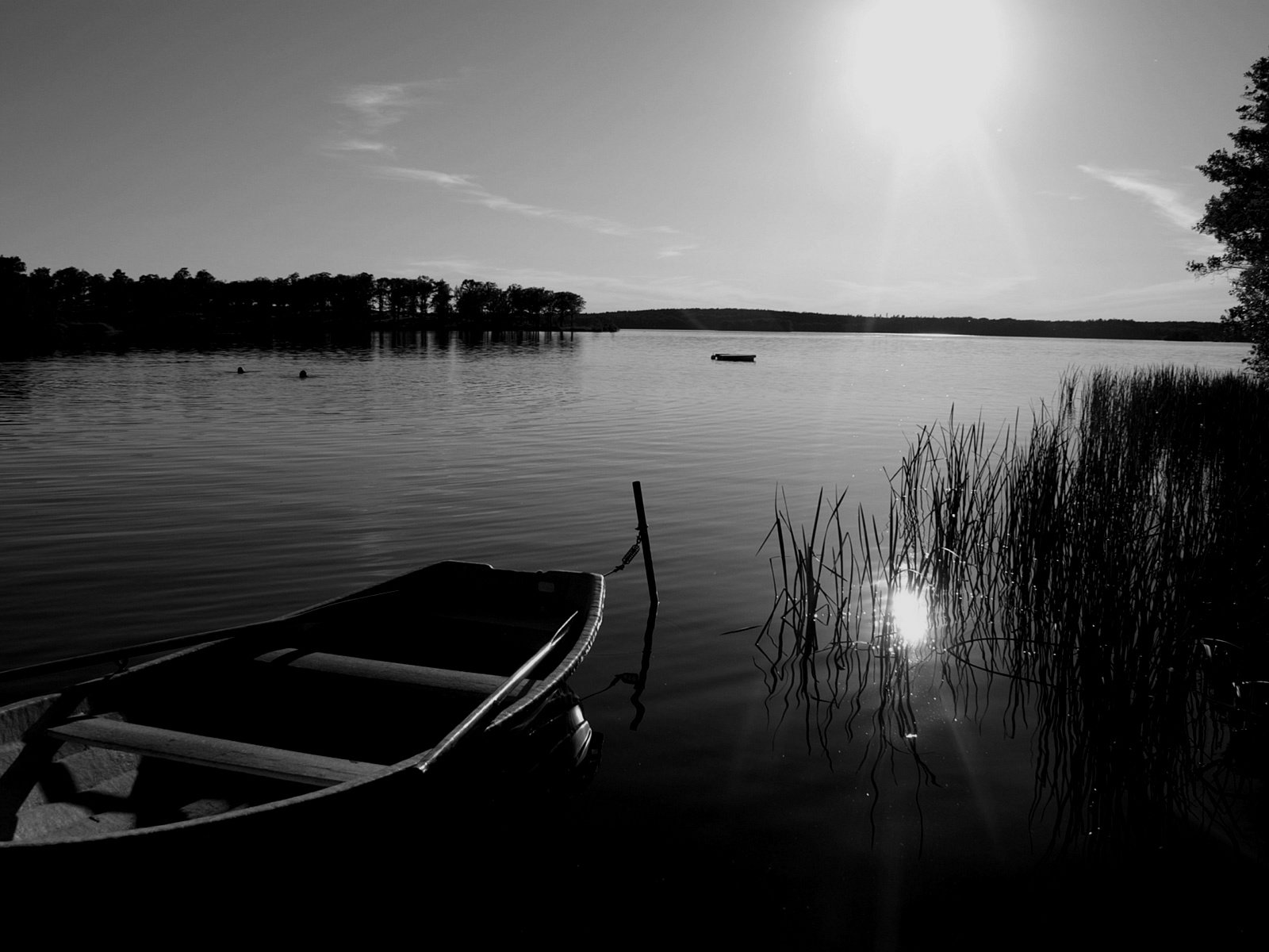 Обои озеро, лодка, чернобелая, lake, boat, black and white разрешение 1920x1200 Загрузить