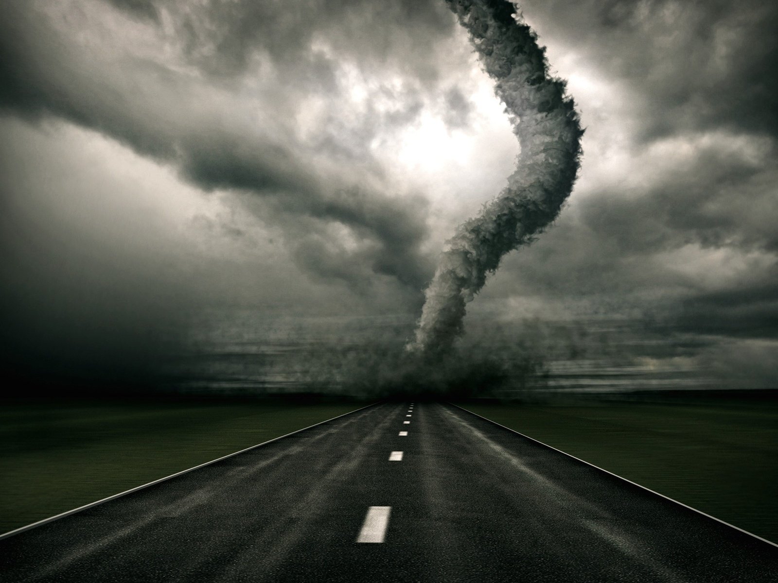 Обои дорога, смерч, road, tornado разрешение 2560x1600 Загрузить