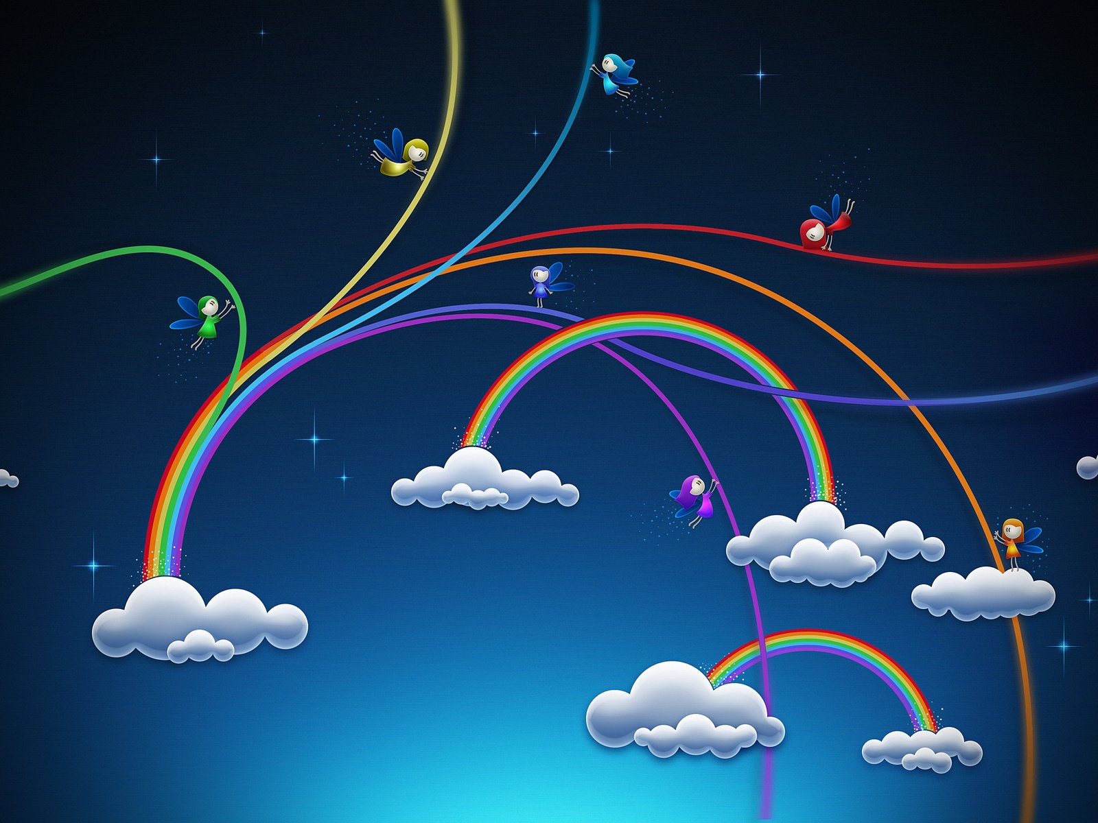 Обои облака, радуга, эльфы, clouds, rainbow, elves разрешение 2560x1600 Загрузить