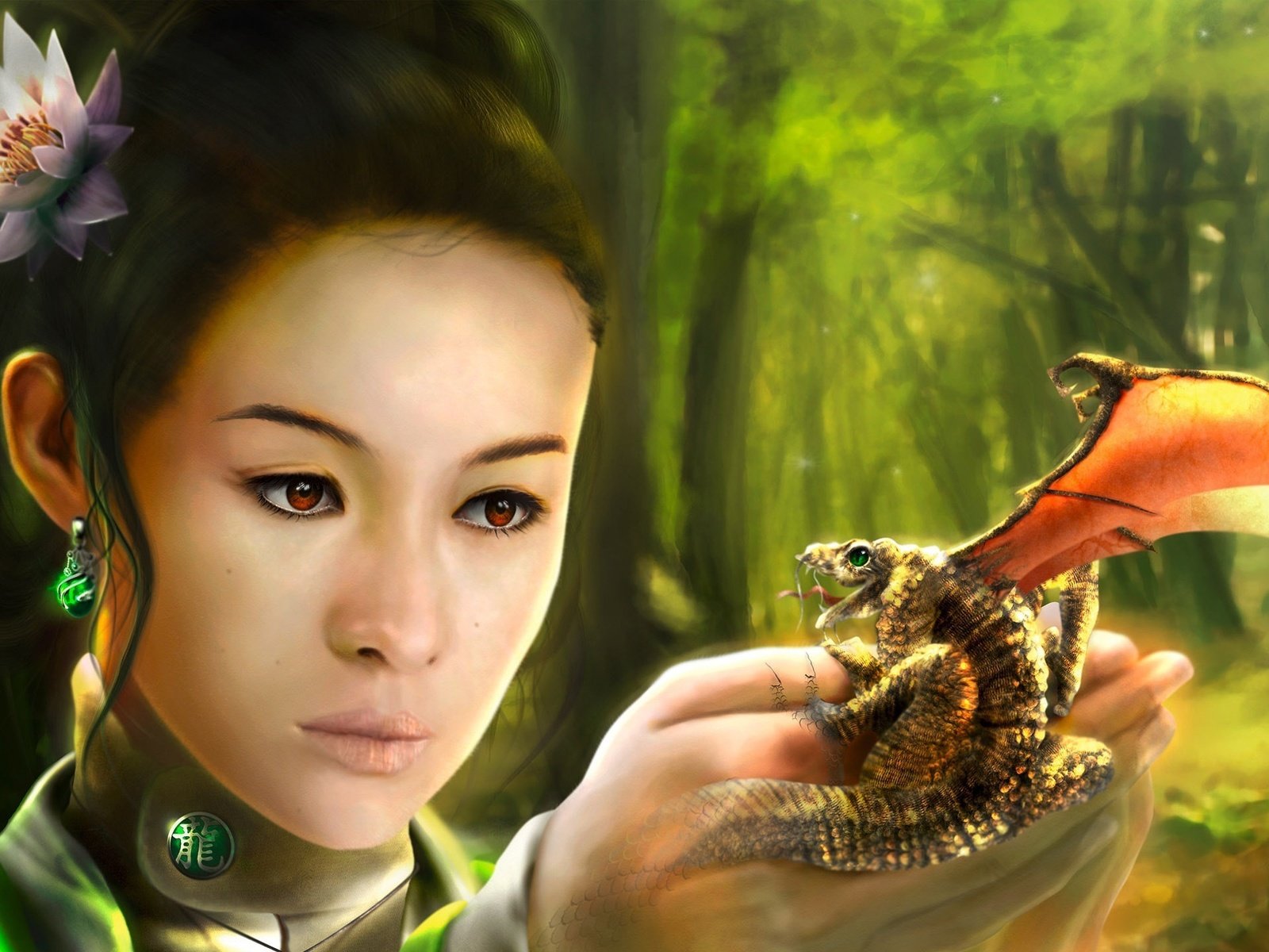 Обои дракон, азиатка, ладошки, christian suhr, dragon, asian, her hands разрешение 2560x1440 Загрузить