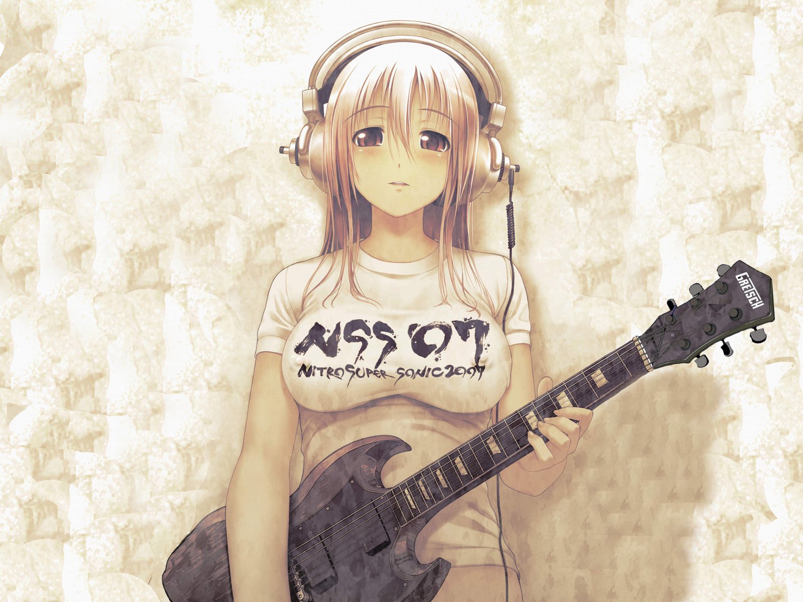 Обои девушка, гитара, наушники, грудь, girl, guitar, headphones, chest разрешение 2610x1631 Загрузить