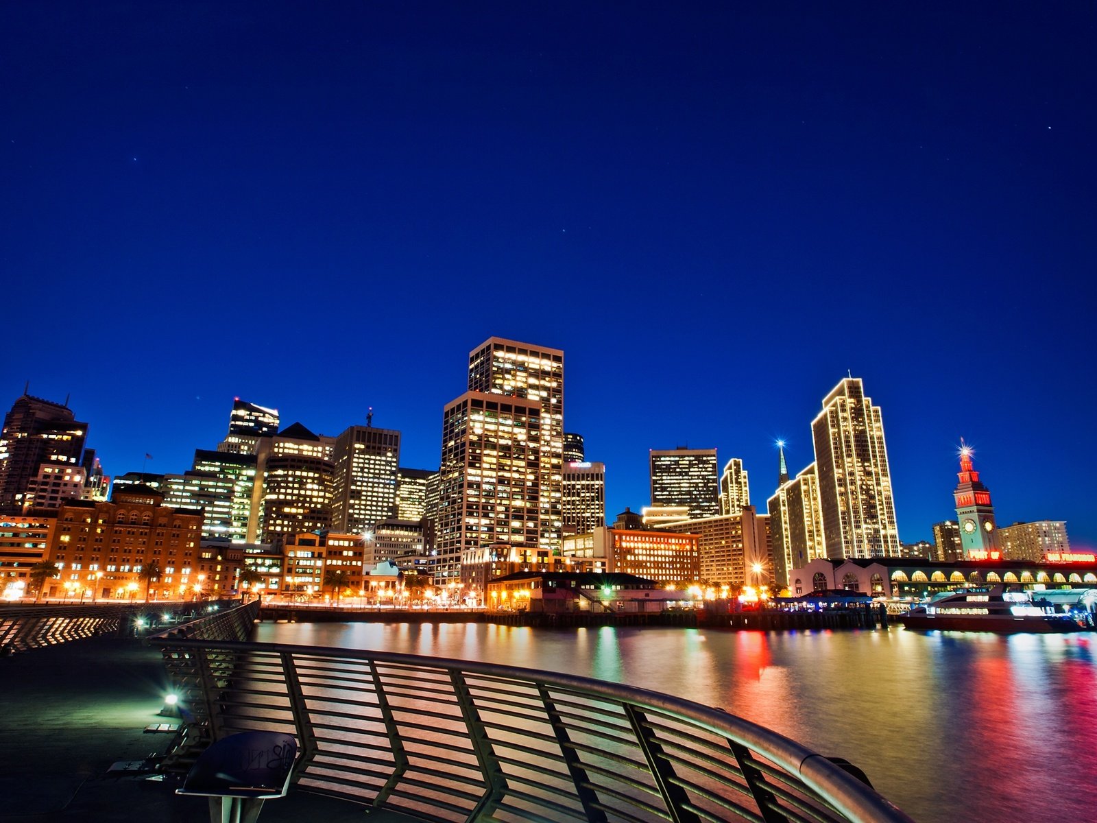 Обои огни, мост, ночной город, сша, сан-франциско, калифорния, lights, bridge, night city, usa, san francisco, ca разрешение 2560x1440 Загрузить