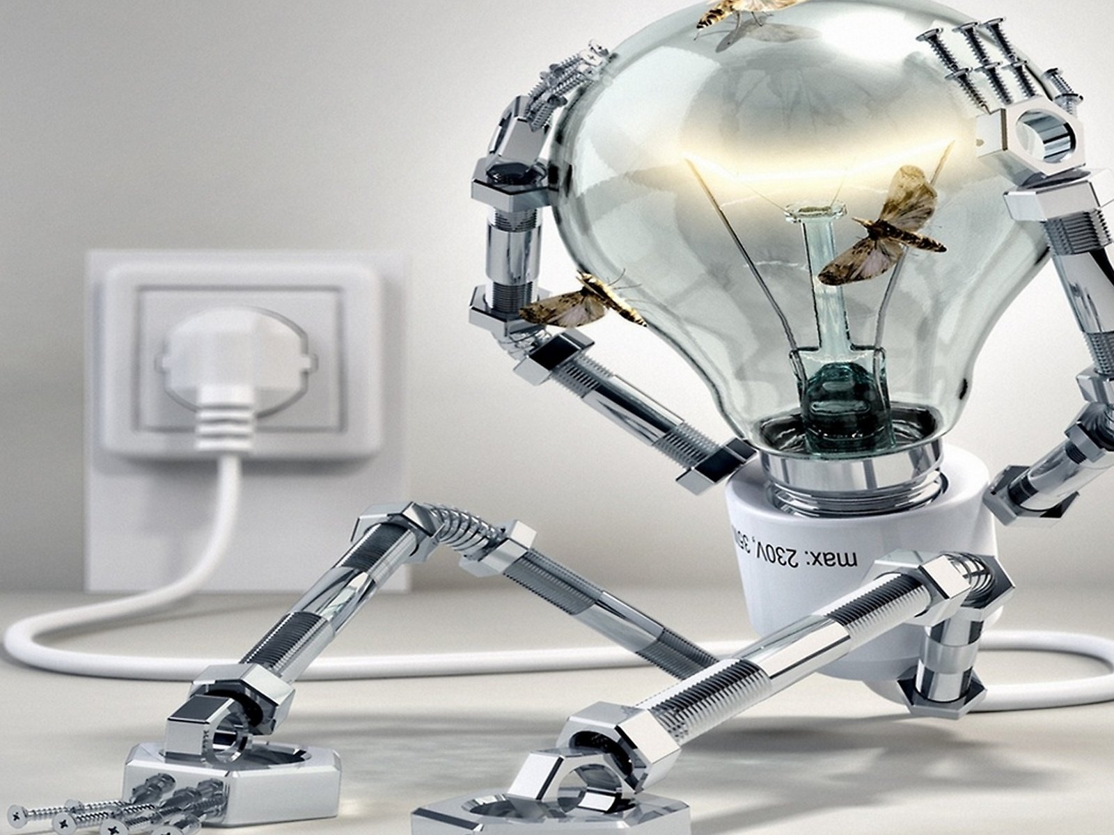 Обои лампочка робот, light bulb robot разрешение 2560x1440 Загрузить