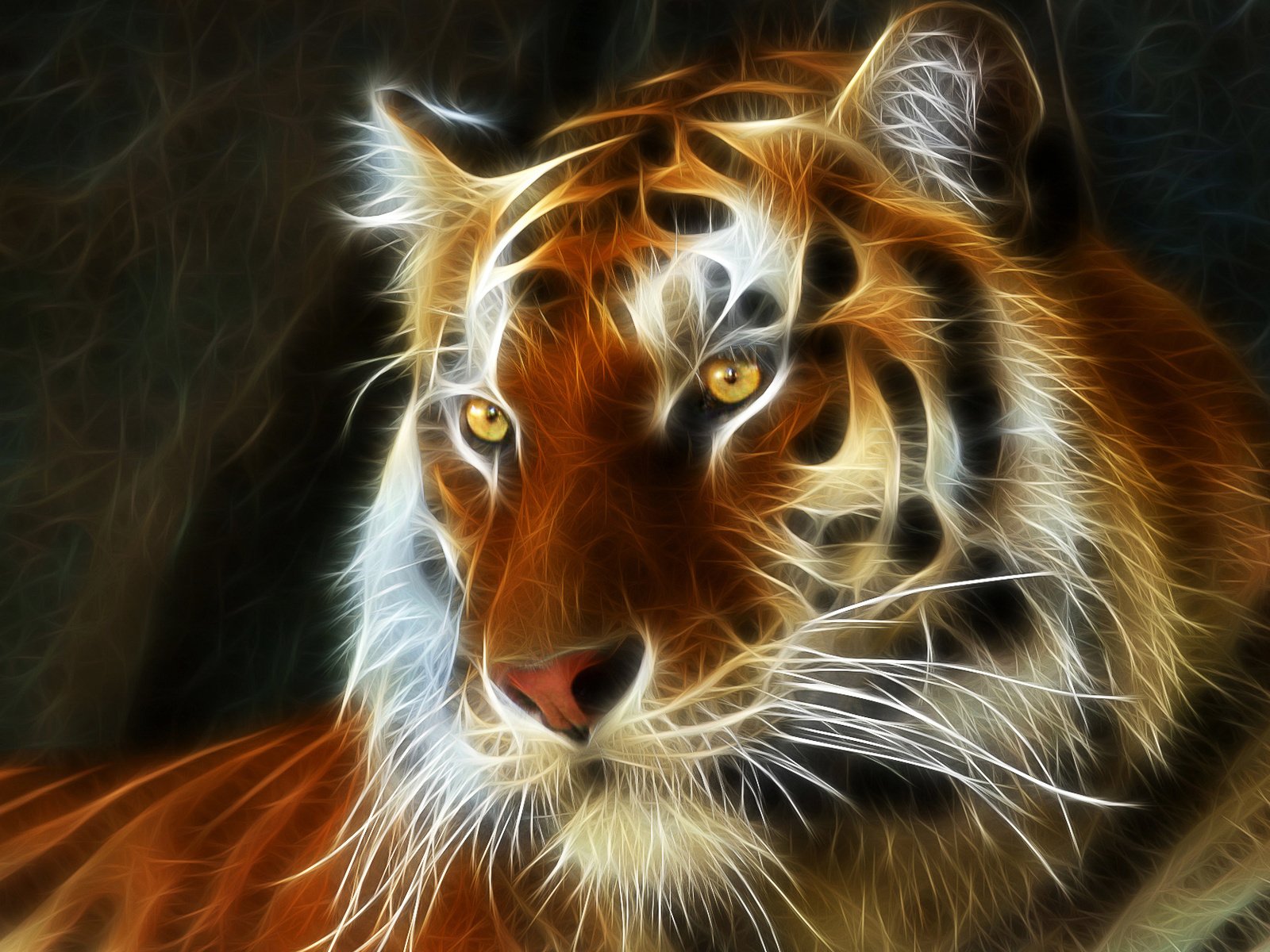 Скачать обои тигр, арт, 3д, tiger, art разрешение 1600x1200 #66215