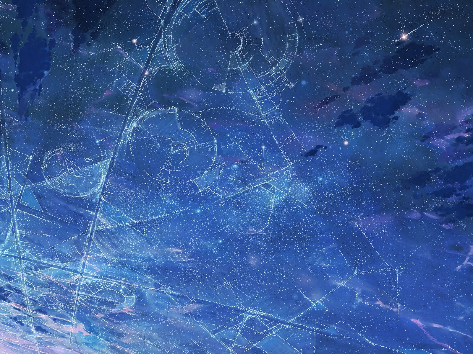 Обои небо, арт, ночь, звезды, аниме, the sky, art, night, stars, anime разрешение 2560x1508 Загрузить