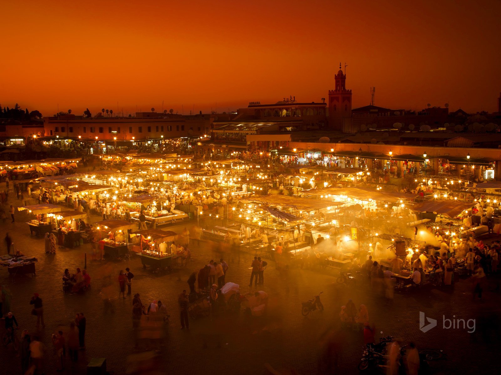 Обои огни, рынок, марракеш, марокко, площадь джемаа-эль-фна, lights, market, marrakech, morocco, the jemaa-el-fna разрешение 1920x1200 Загрузить