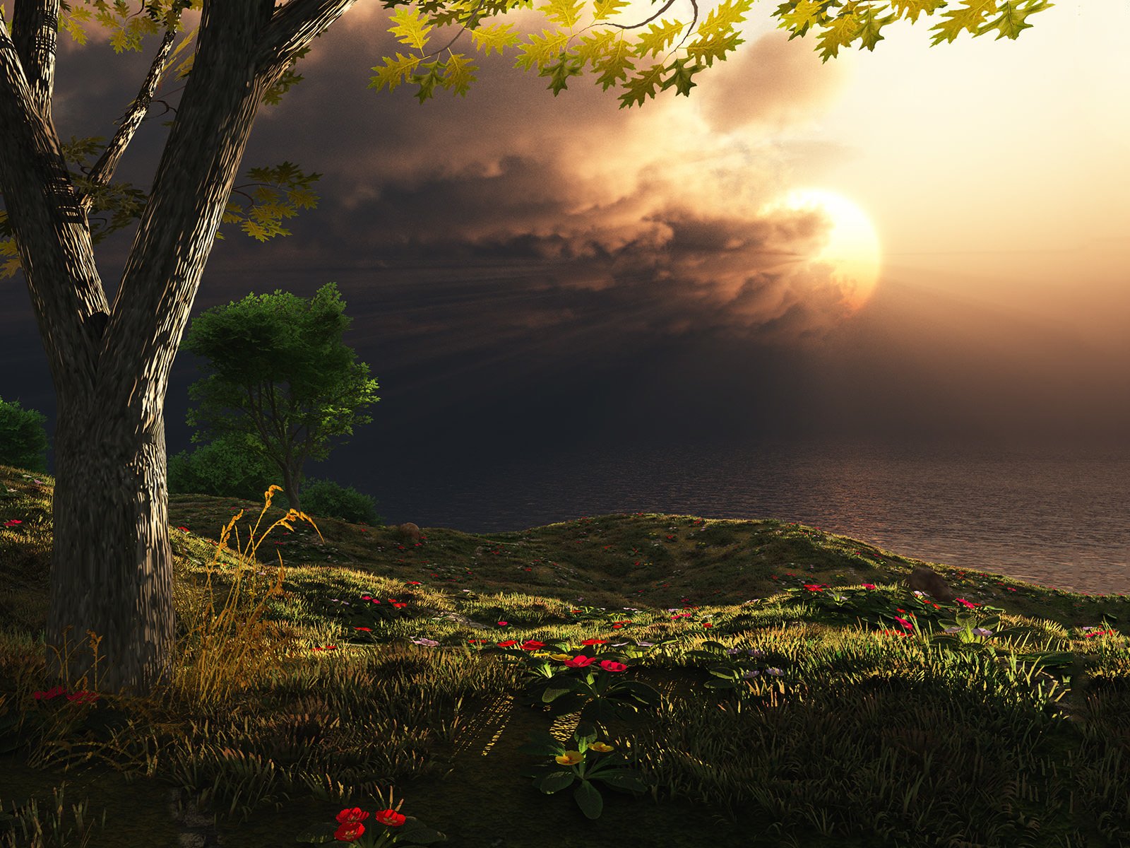 Обои пейзаж, графика, 3д, storm on the horizon, landscape, graphics, 3d разрешение 1920x1200 Загрузить