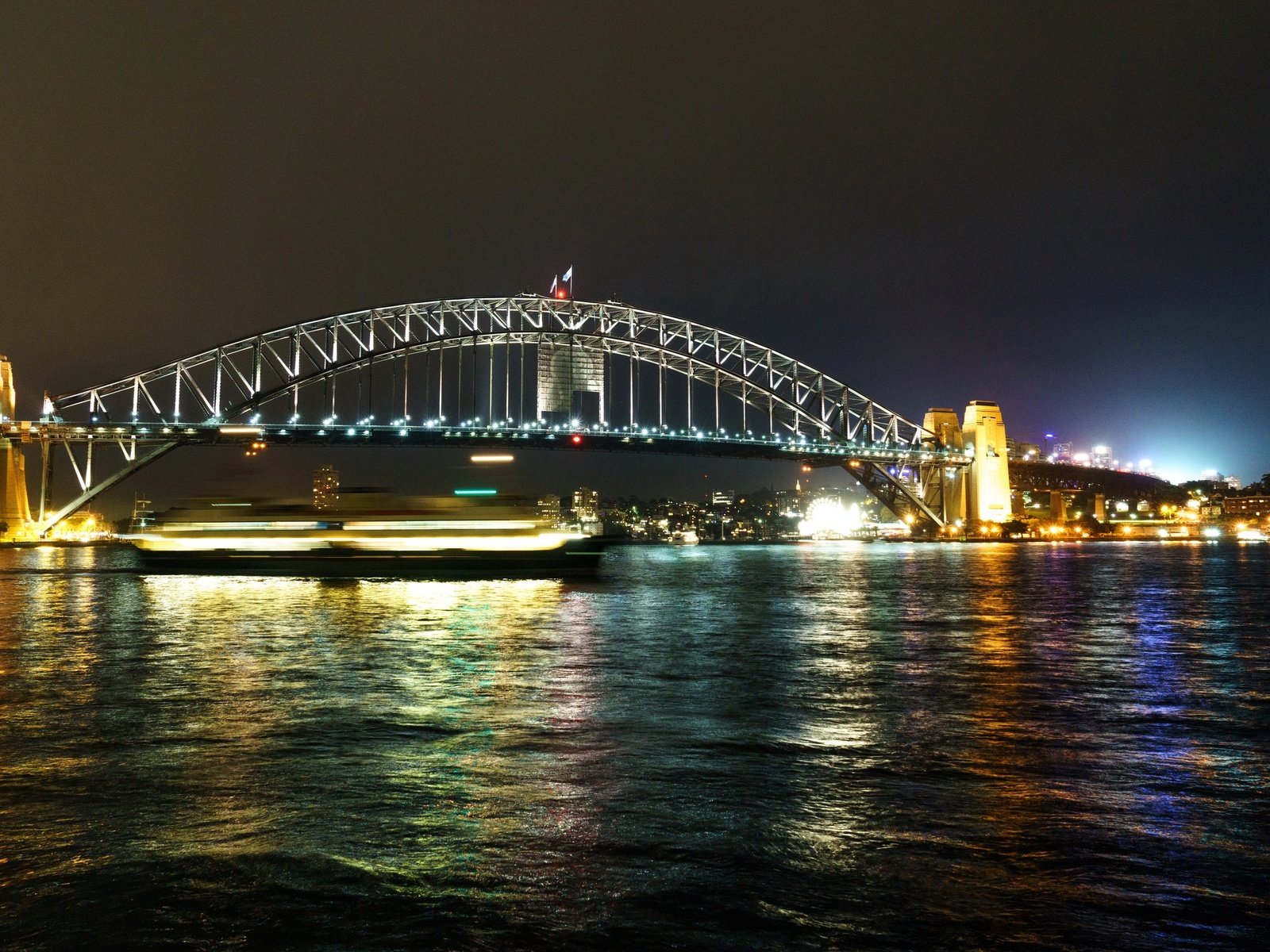 Обои ночь, фонари, огни, река, мост, сидней, австралия, выдержка, night, lights, river, bridge, sydney, australia, excerpt разрешение 2880x1706 Загрузить