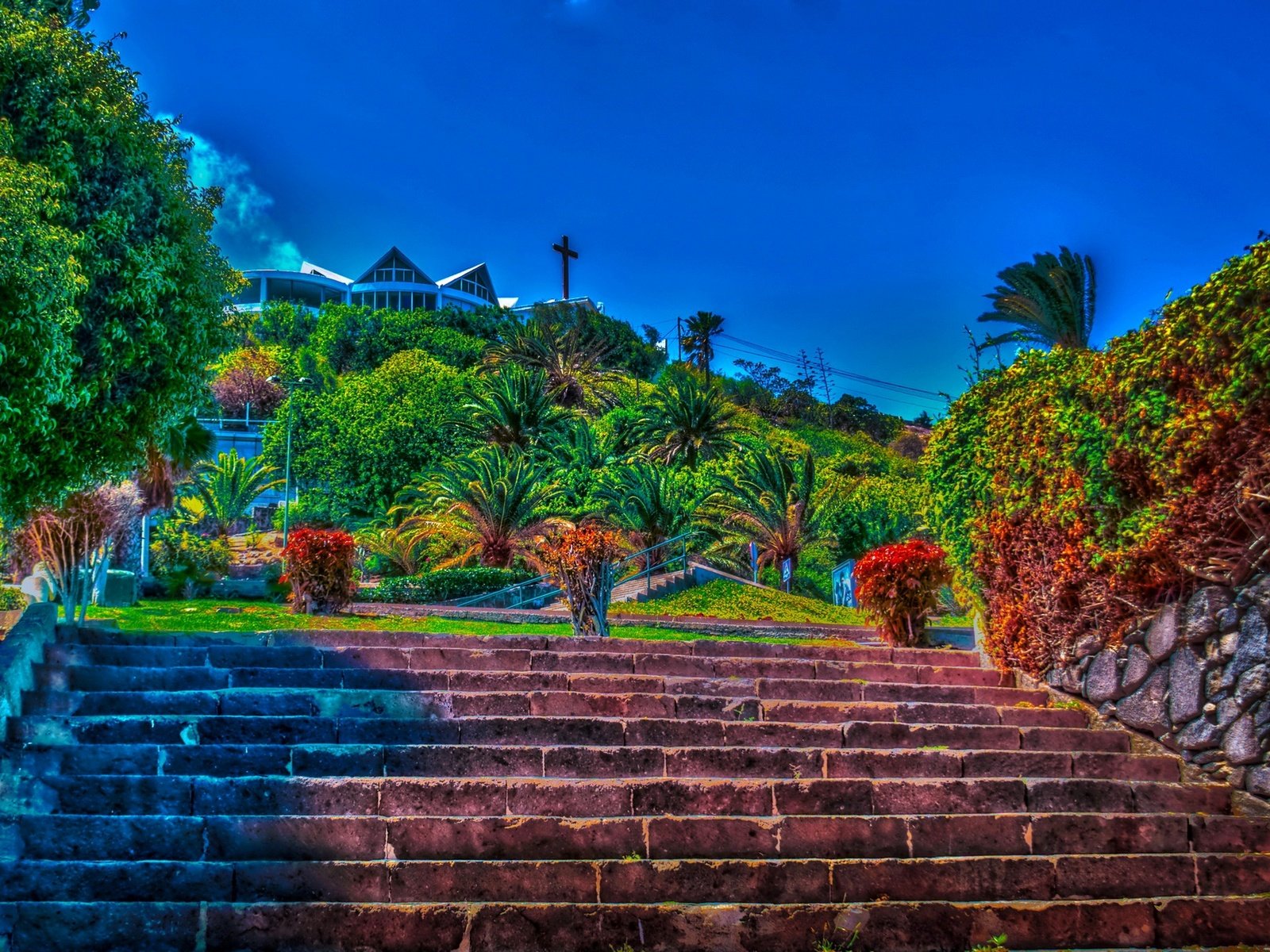 Обои лестница, парк, обработка, испания, las palmas de gran canaria, ladder, park, treatment, spain разрешение 1920x1280 Загрузить