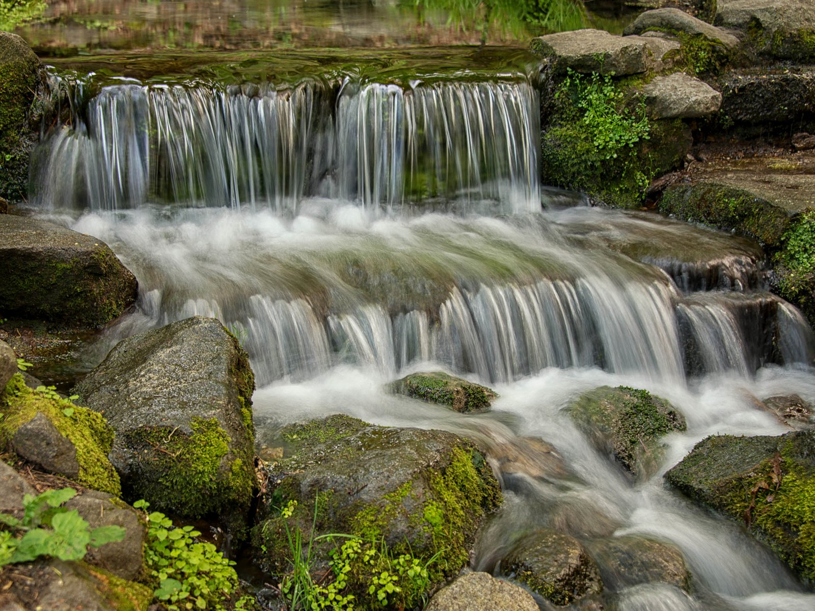 Обои камни, лес, ручей, водопад, сша, мох, йосемити, stones, forest, stream, waterfall, usa, moss, yosemite разрешение 2048x1365 Загрузить