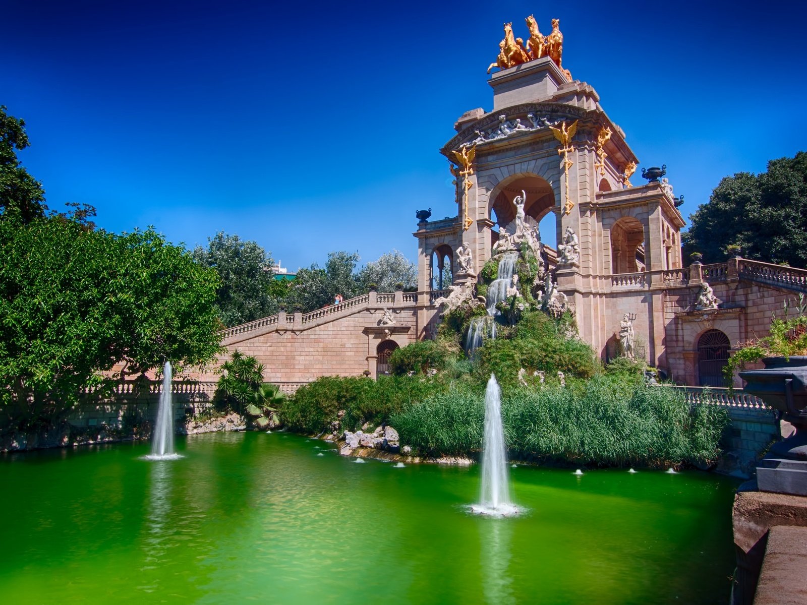 Обои вода, мост, фонтан, испания, барселона, water, bridge, fountain, spain, barcelona разрешение 2048x1365 Загрузить