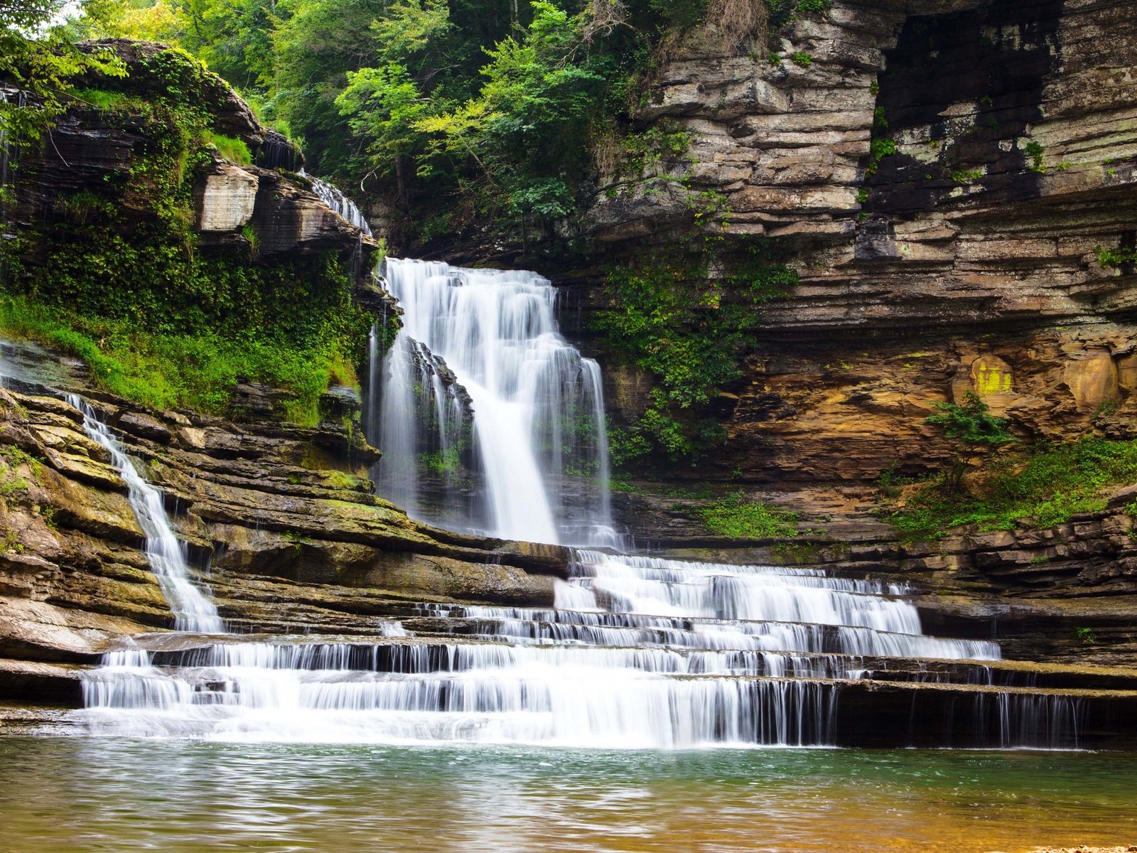Обои скалы, природа, пейзаж, водопад, каскад, rocks, nature, landscape, waterfall, cascade разрешение 3840x2400 Загрузить