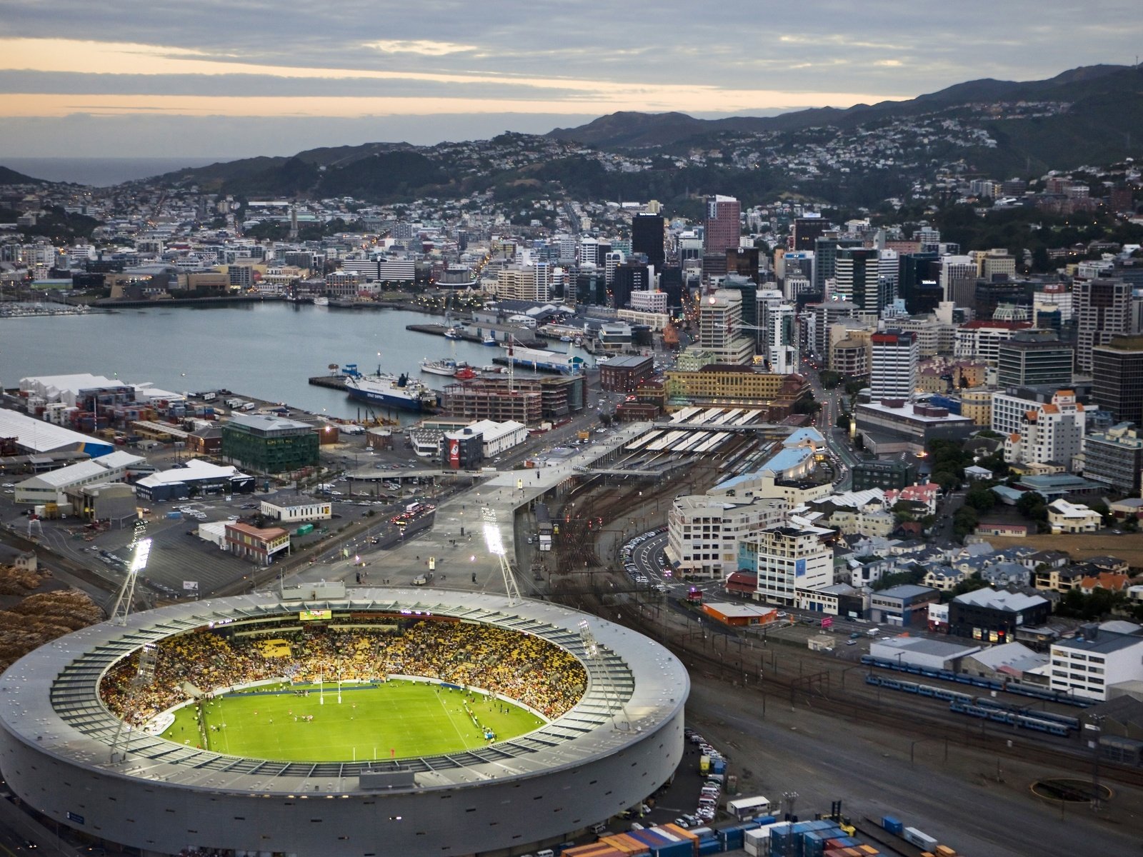 Обои город, стадион, новая зеландия, веллингтон, the city, stadium, new zealand, wellington разрешение 5000x3243 Загрузить