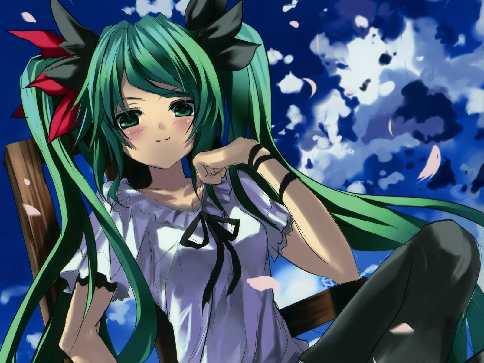 Обои арт, вокалоид, зеленые волосы, miku hatsune, art, vocaloid, green hair разрешение 2552x2056 Загрузить