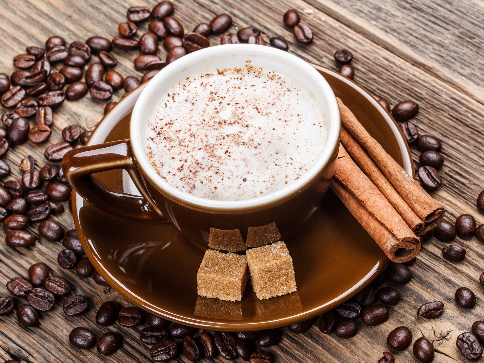 Обои корица, кофе, чашка, кофейные зерна, сахар, cinnamon, coffee, cup, coffee beans, sugar разрешение 4562x3041 Загрузить