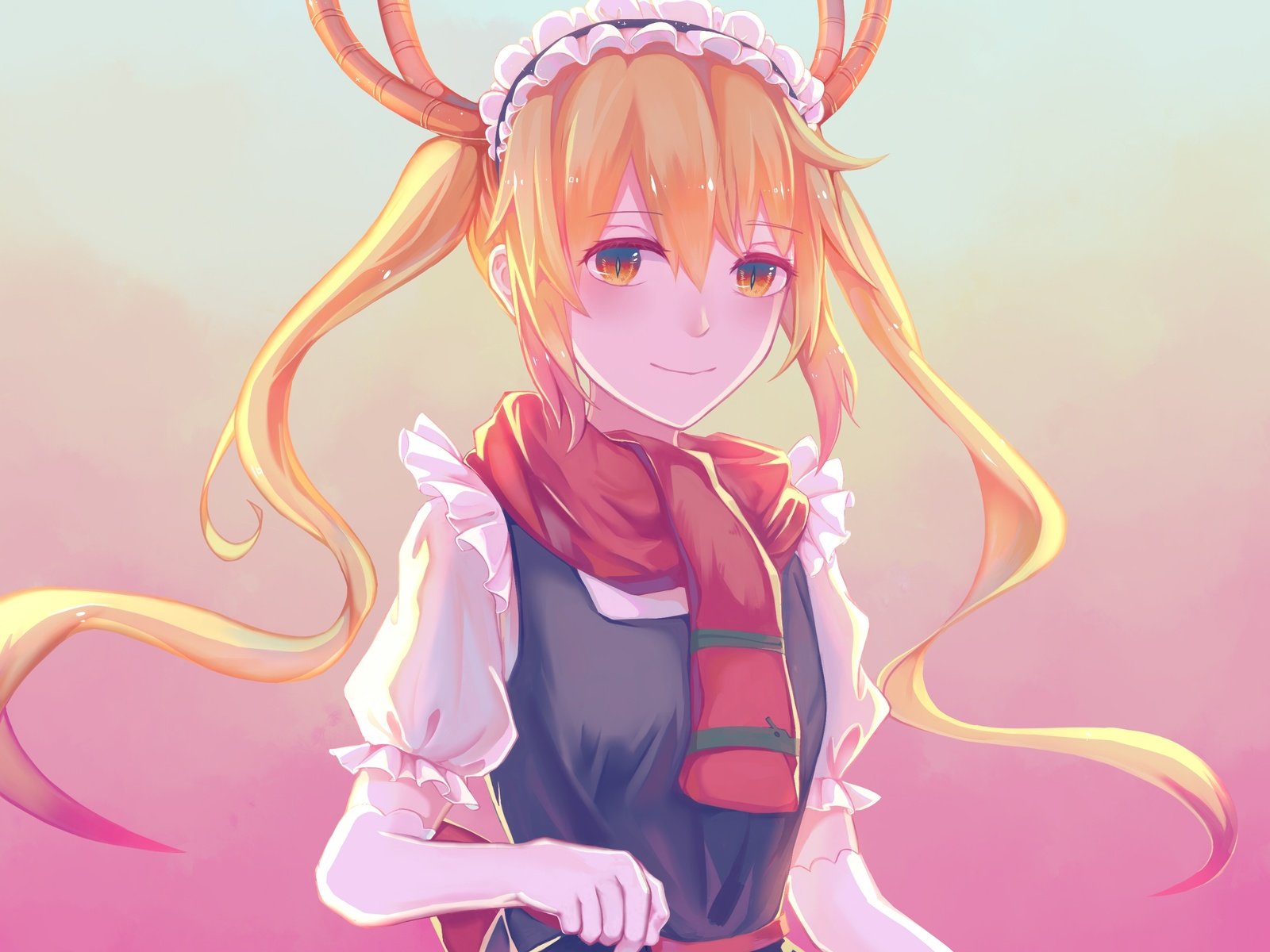 Обои девушка, аниме, рога, шарф, блонд, kobayashi-san chi no maid dragon, tooru, girl, anime, horns, scarf, blonde разрешение 3000x2500 Загрузить