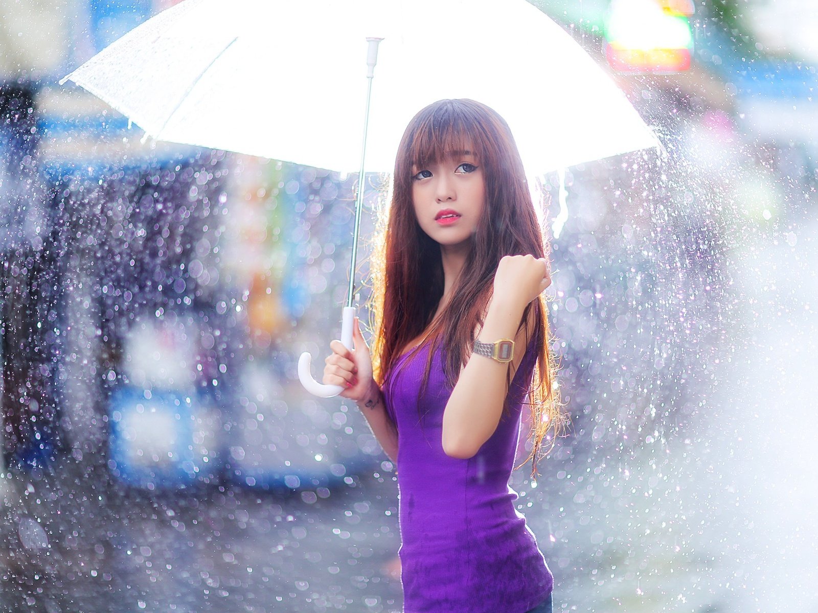 Обои девушка, платье, взгляд, дождь, волосы, зонт, лицо, зонтик, азиатка, asian, girl, dress, look, rain, hair, umbrella, face разрешение 2048x1339 Загрузить