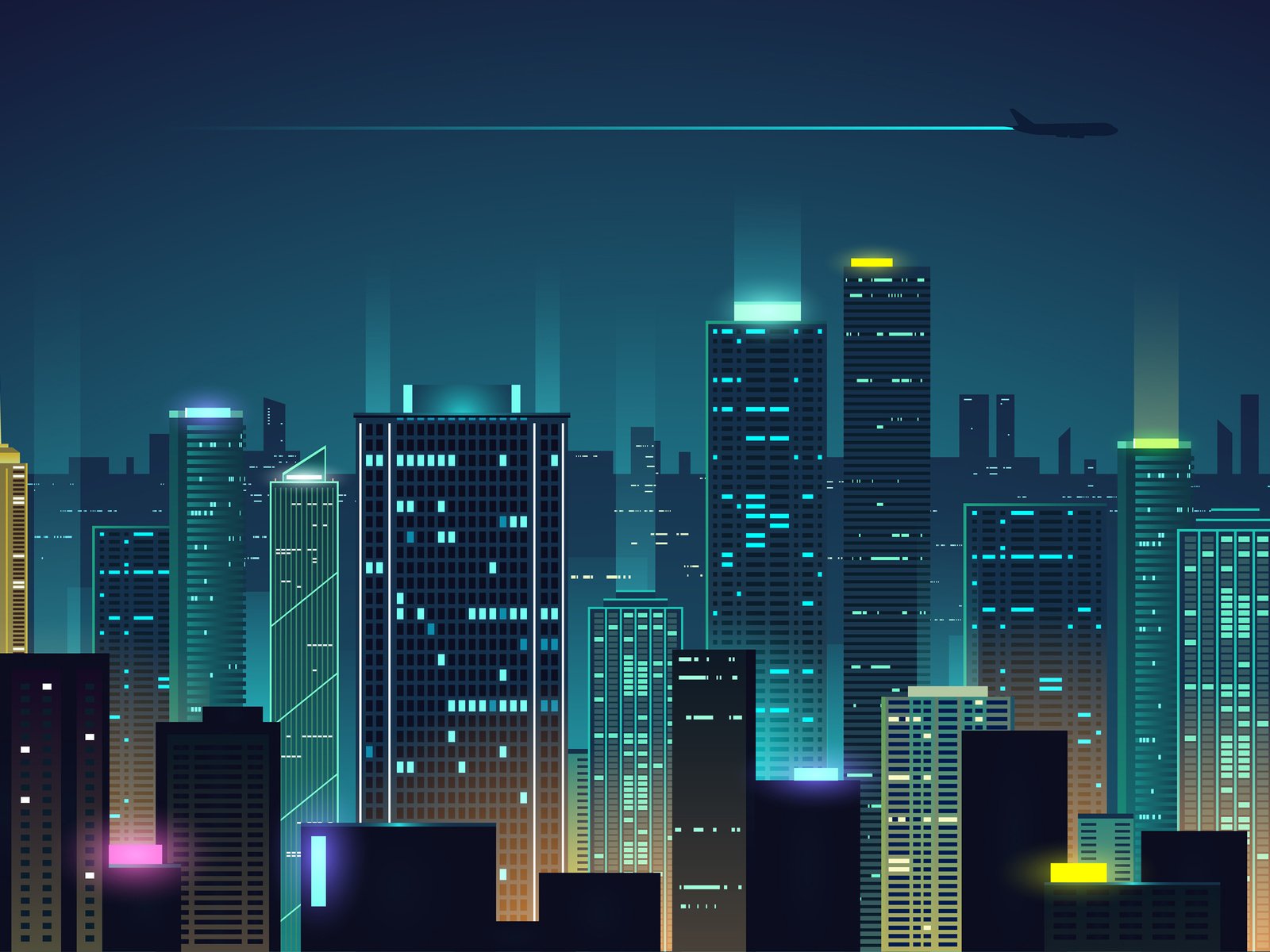 Обои ночь, огни, вектор, город, графика, night, lights, vector, the city, graphics разрешение 3840x2160 Загрузить