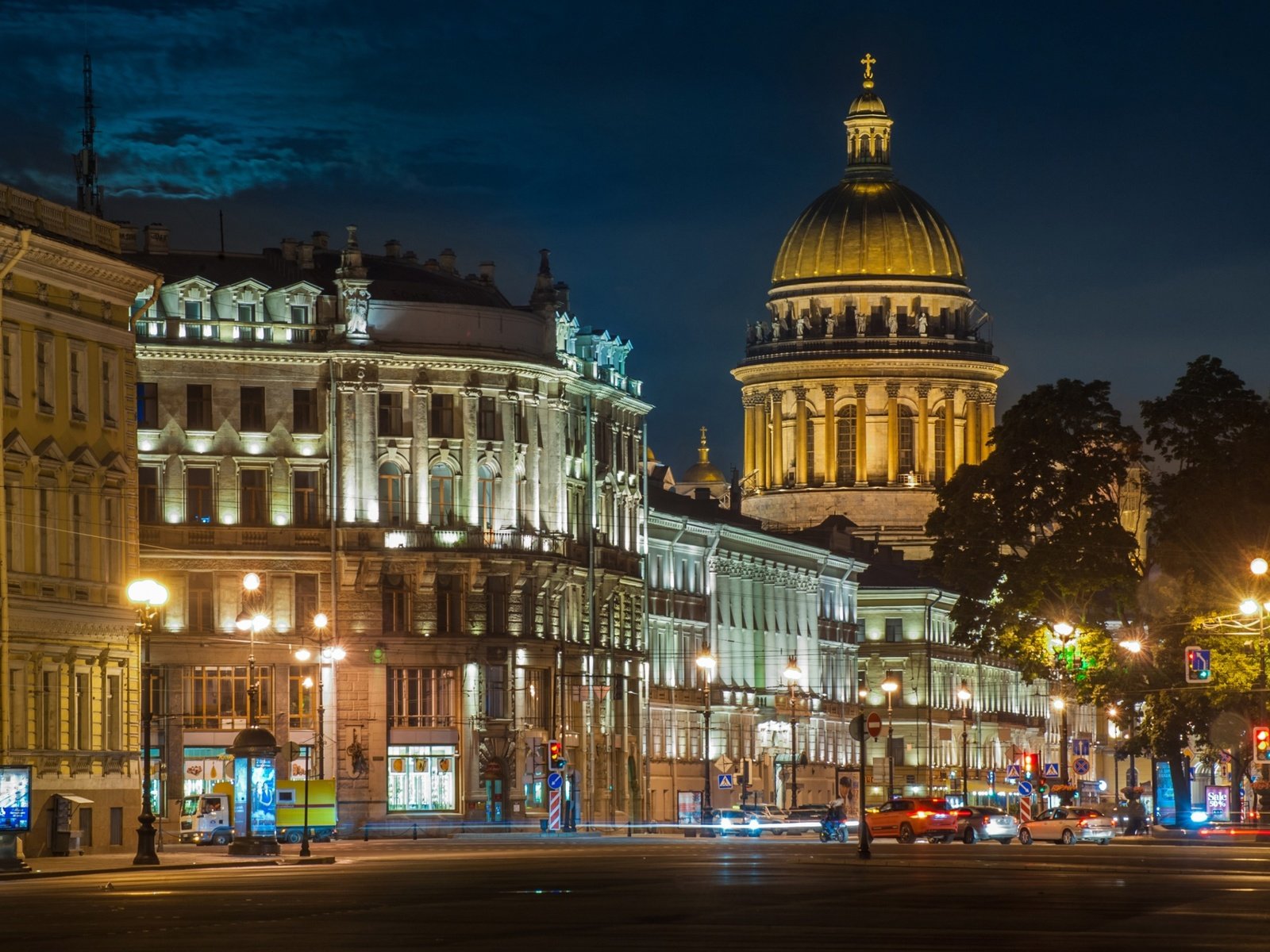 Обои ночь, огни, город, улица, россия, санкт-петербург, night, lights, the city, street, russia, saint petersburg разрешение 2880x1800 Загрузить