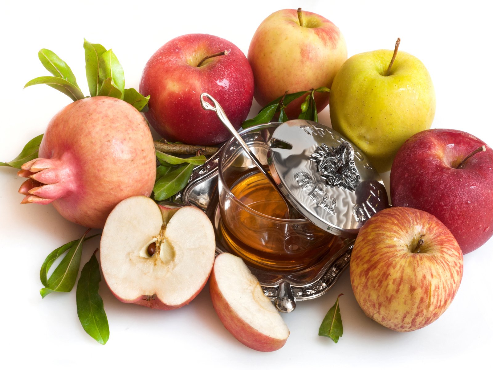 Обои фрукты, яблоки, мед, гранат, fruit, apples, honey, garnet разрешение 7000x4658 Загрузить