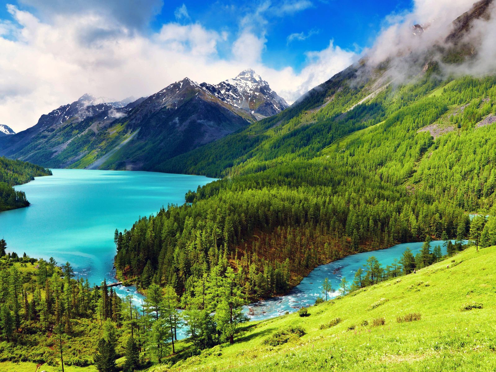 Обои озеро, горы, lake, mountains разрешение 3840x2400 Загрузить