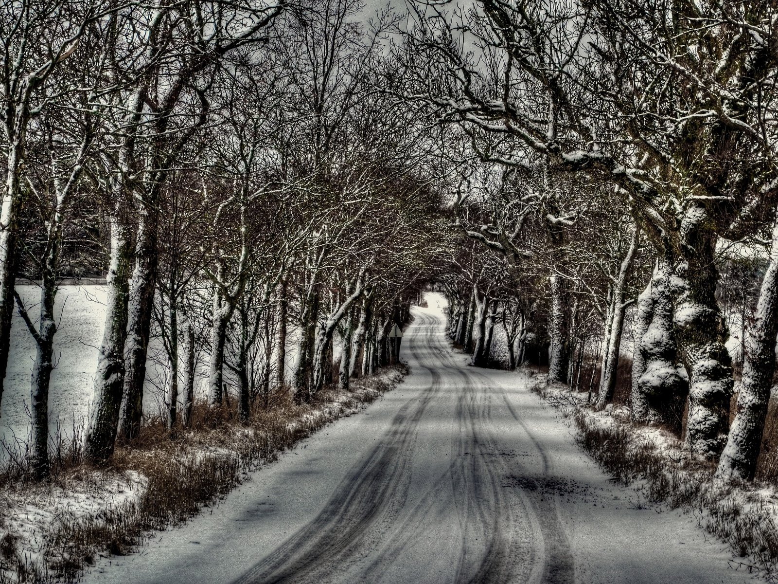 Обои дорога, снег, road, snow разрешение 3840x2160 Загрузить