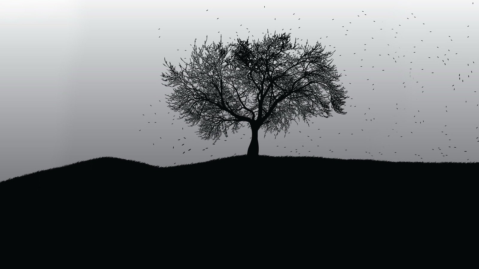 Обои дерево, вектор, черно-белая, tree, vector, black and white разрешение 1920x1200 Загрузить