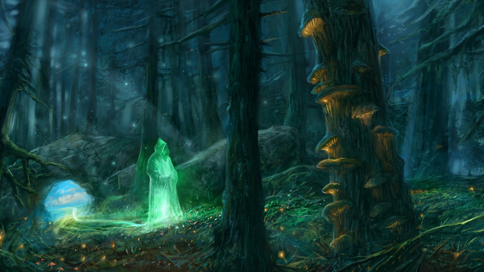 Обои свет, лес, странник, light, forest, the wanderer разрешение 2914x1240 Загрузить