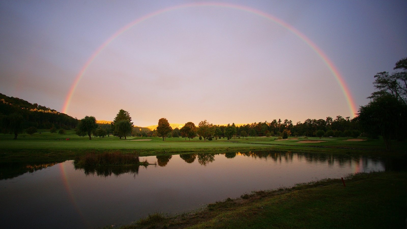 Обои озеро, радуга, луг, lake, rainbow, meadow разрешение 1920x1200 Загрузить