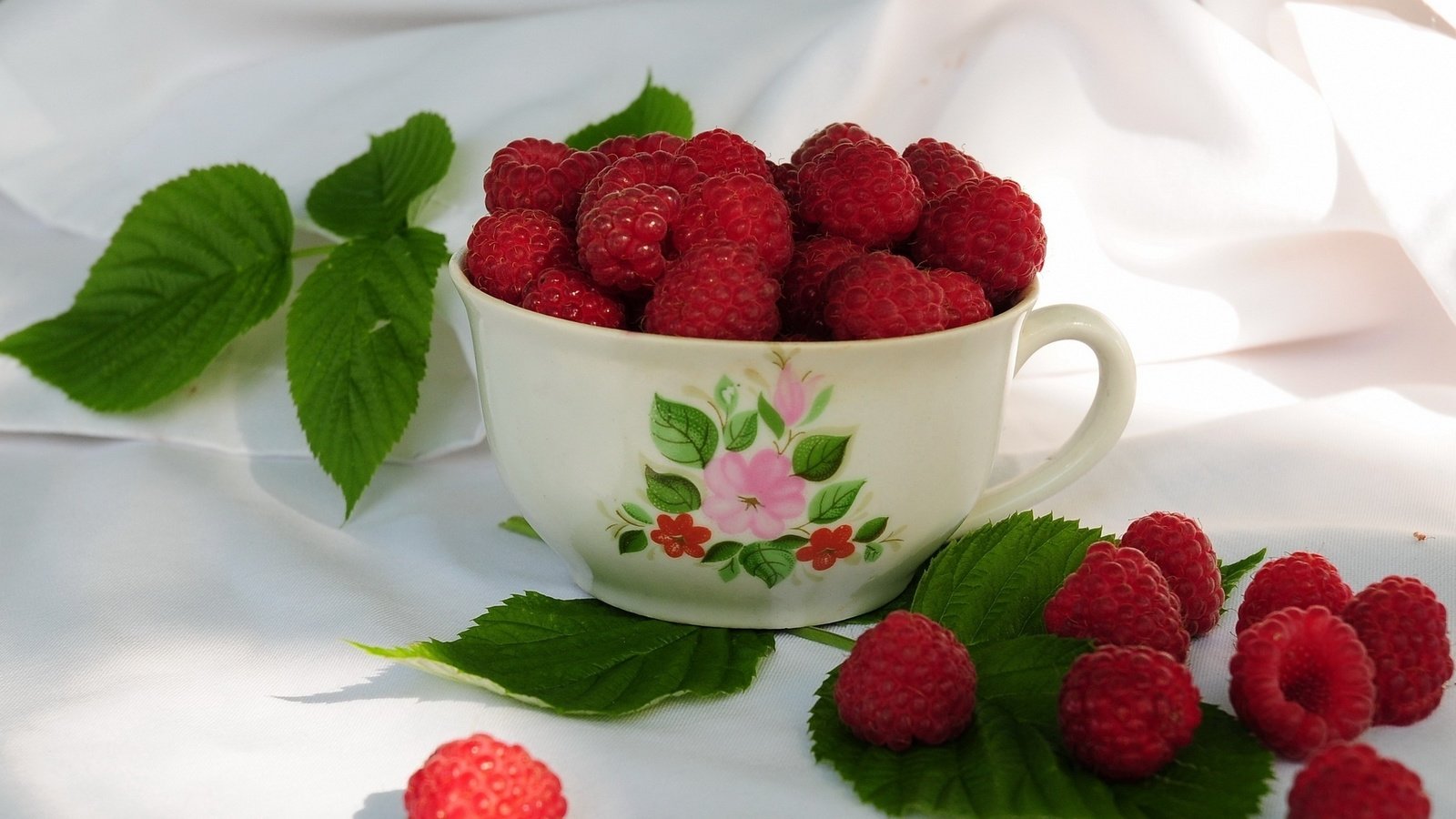 Обои малина, кружка, листики, raspberry, mug, leaves разрешение 2048x1536 Загрузить