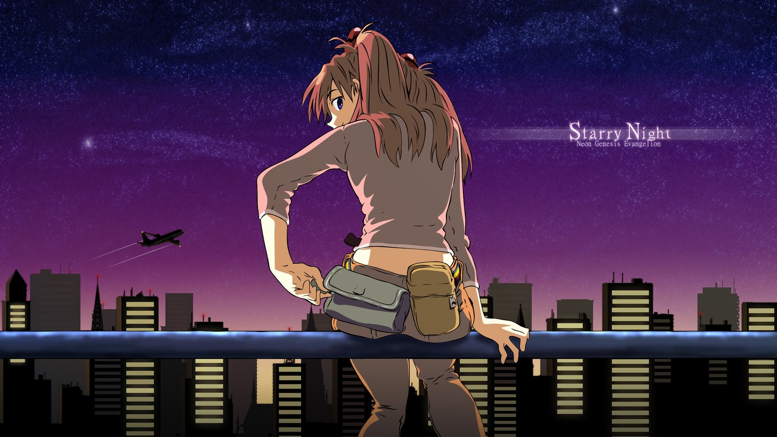 Обои ночь, город, neon genesis evangelion, asuka langly, night, the city разрешение 2560x1600 Загрузить