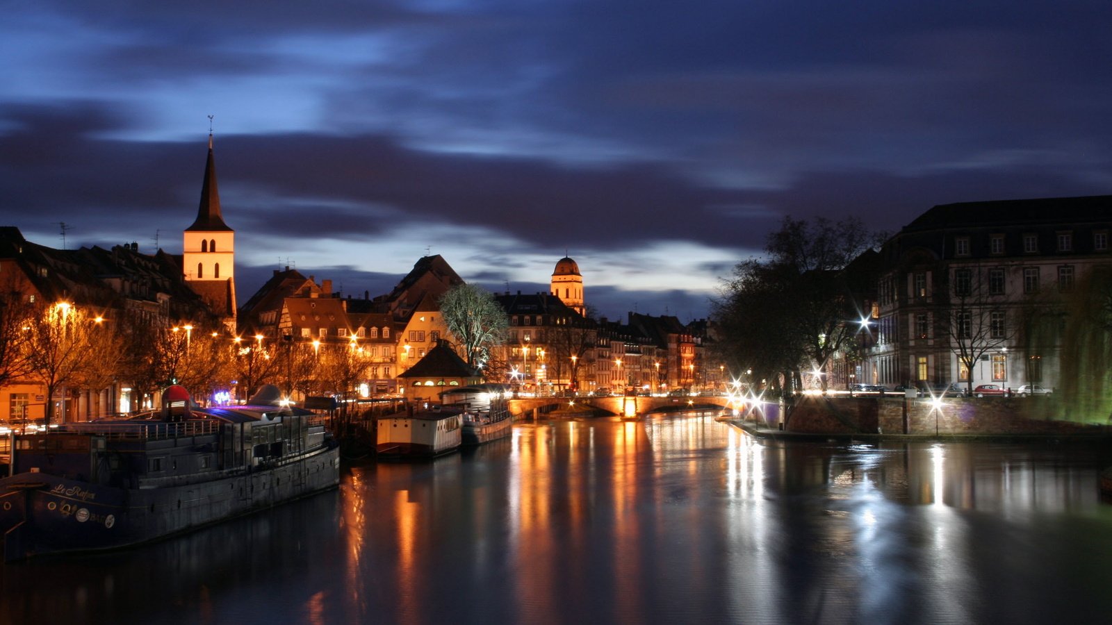 Обои огни, река, отражение, страсбург, lights, river, reflection, strasbourg разрешение 2560x1600 Загрузить