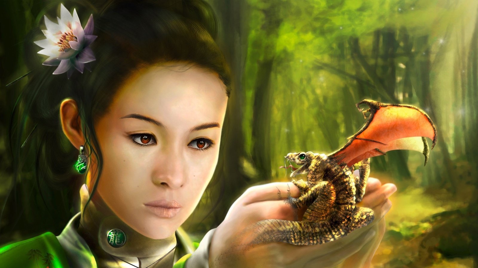 Обои дракон, азиатка, ладошки, christian suhr, dragon, asian, her hands разрешение 2560x1440 Загрузить