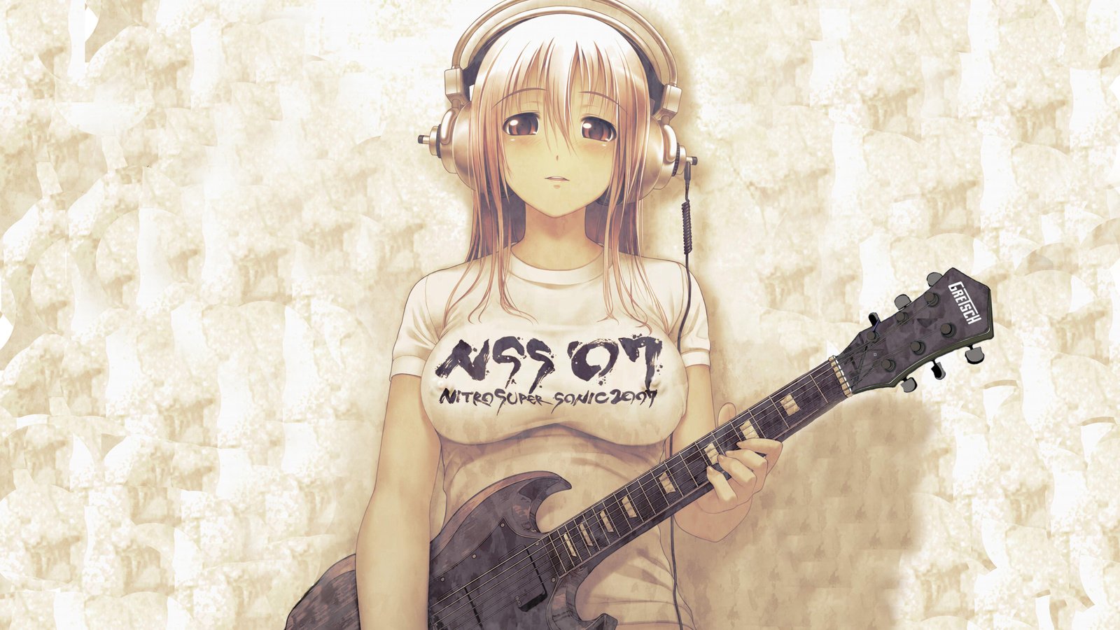 Обои девушка, гитара, наушники, грудь, girl, guitar, headphones, chest разрешение 2610x1631 Загрузить