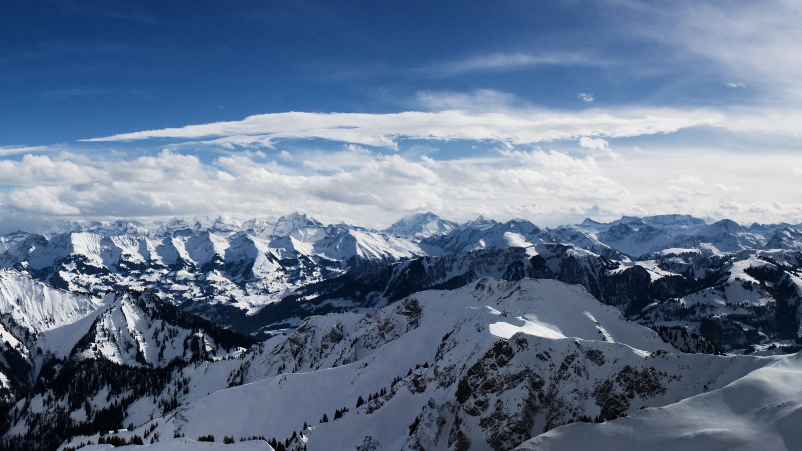 Обои небо, горы, снег, альпы, the sky, mountains, snow, alps разрешение 5120x1600 Загрузить