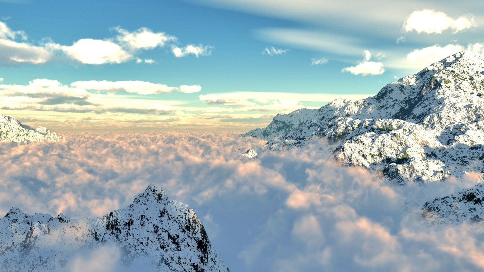 Обои облака, горы, снег, clouds, mountains, snow разрешение 1920x1200 Загрузить