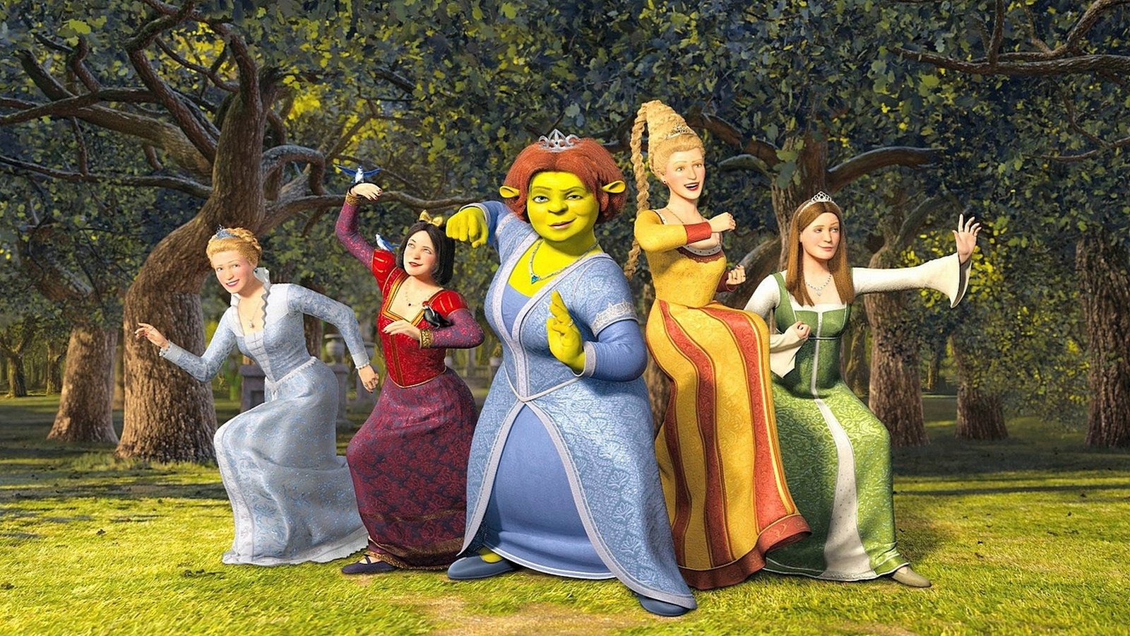 Обои банда, шрек, фиона, gang, shrek, fiona разрешение 1920x1080 Загрузить