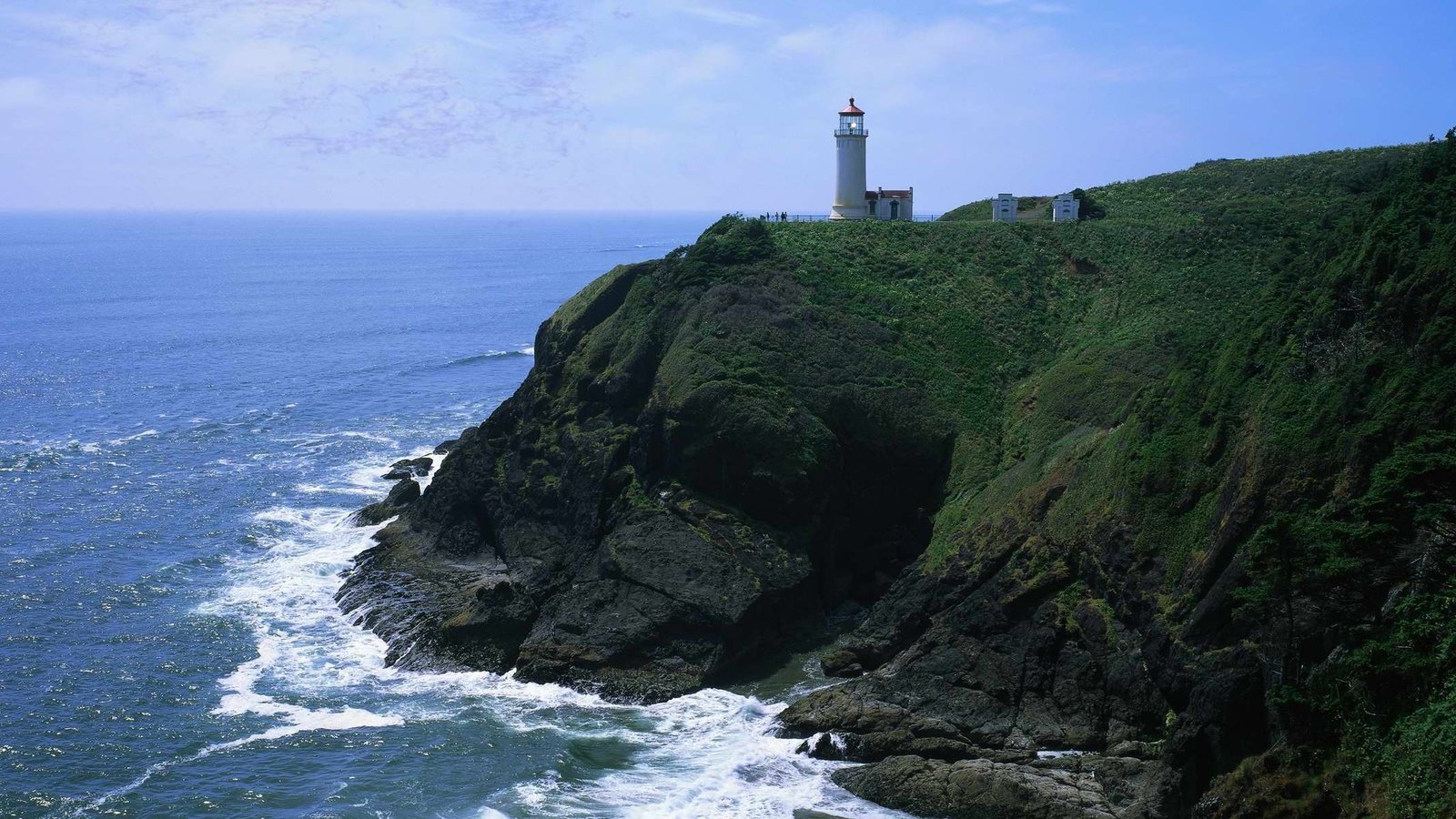 Обои скала, маяк, прибой, rock, lighthouse, surf разрешение 3750x1200 Загрузить