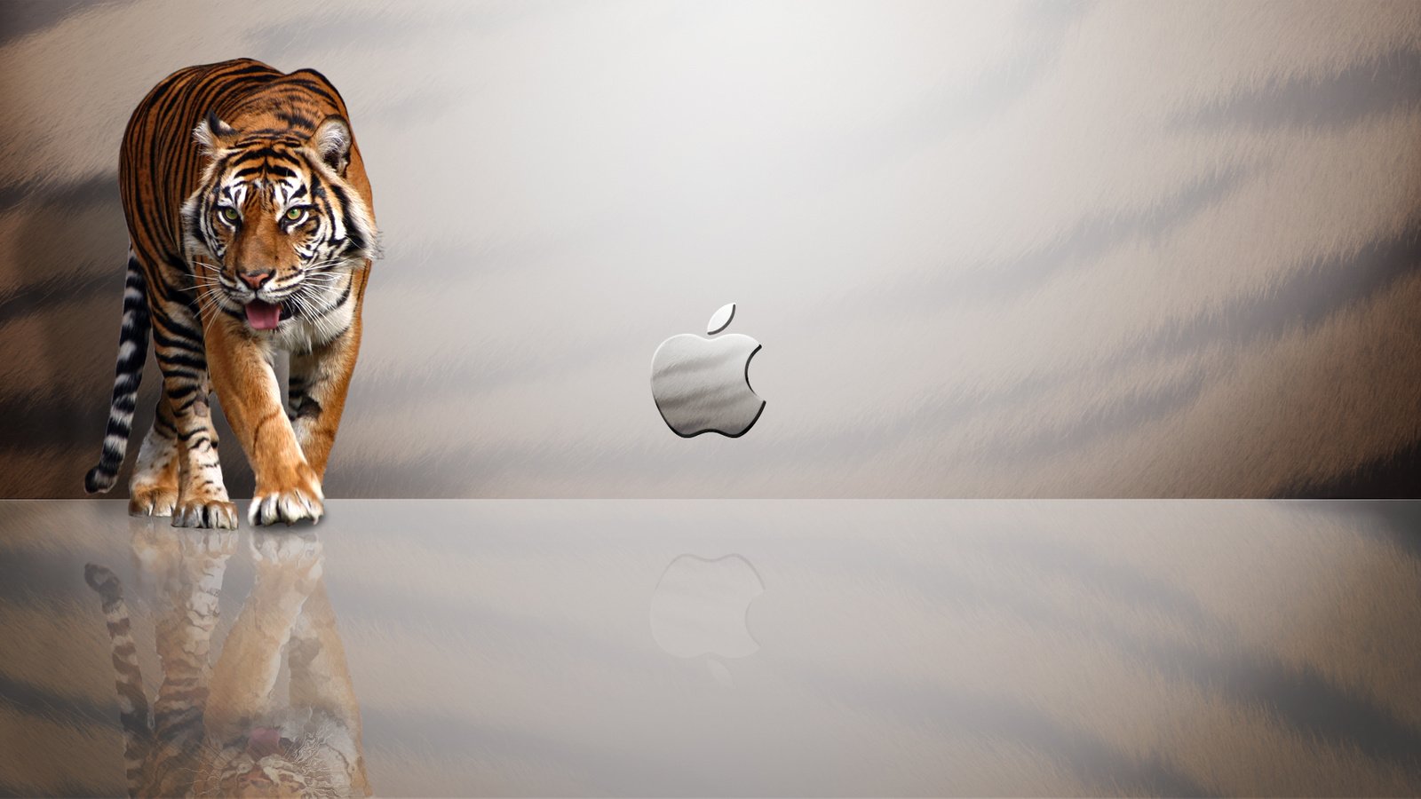 Обои тигр, эппл, tiger, apple разрешение 1920x1080 Загрузить